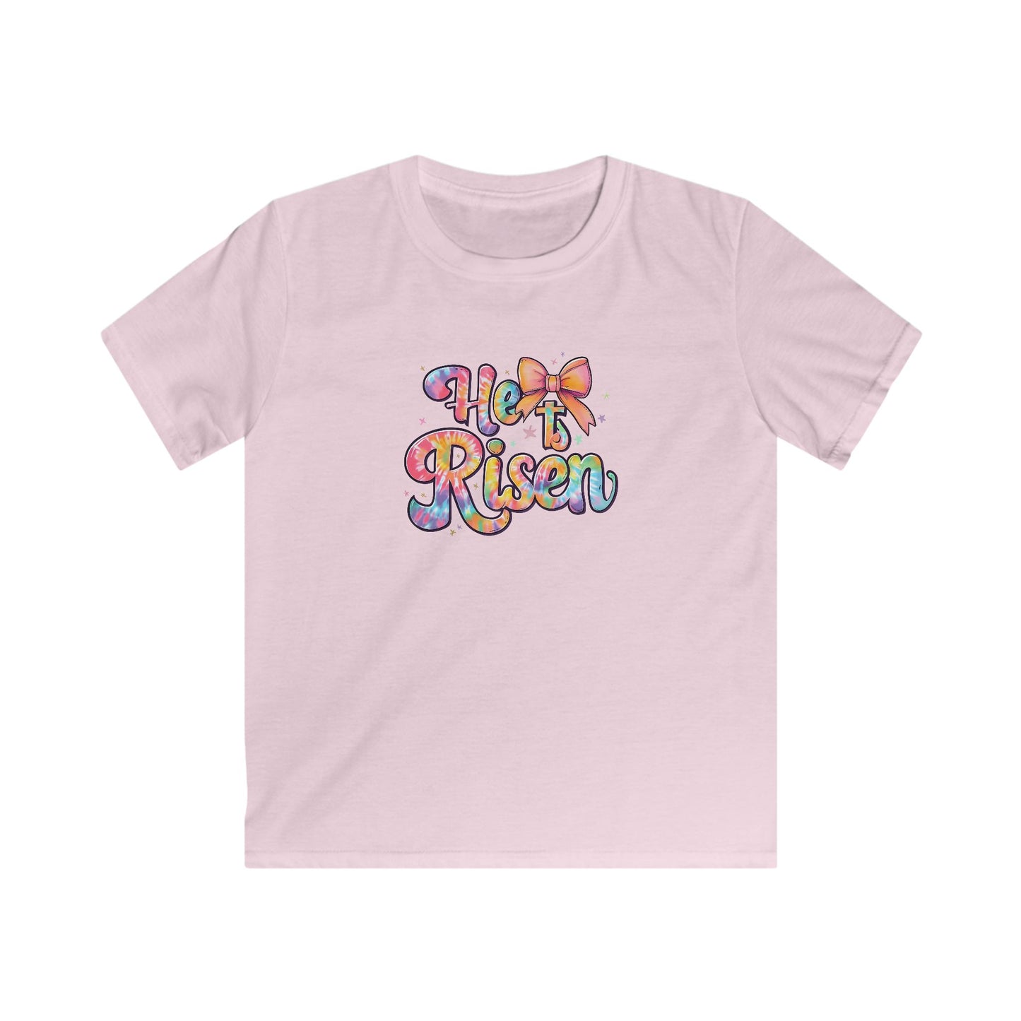Kids Tee — 'He Is Risen' Colorful Easter Cross Design