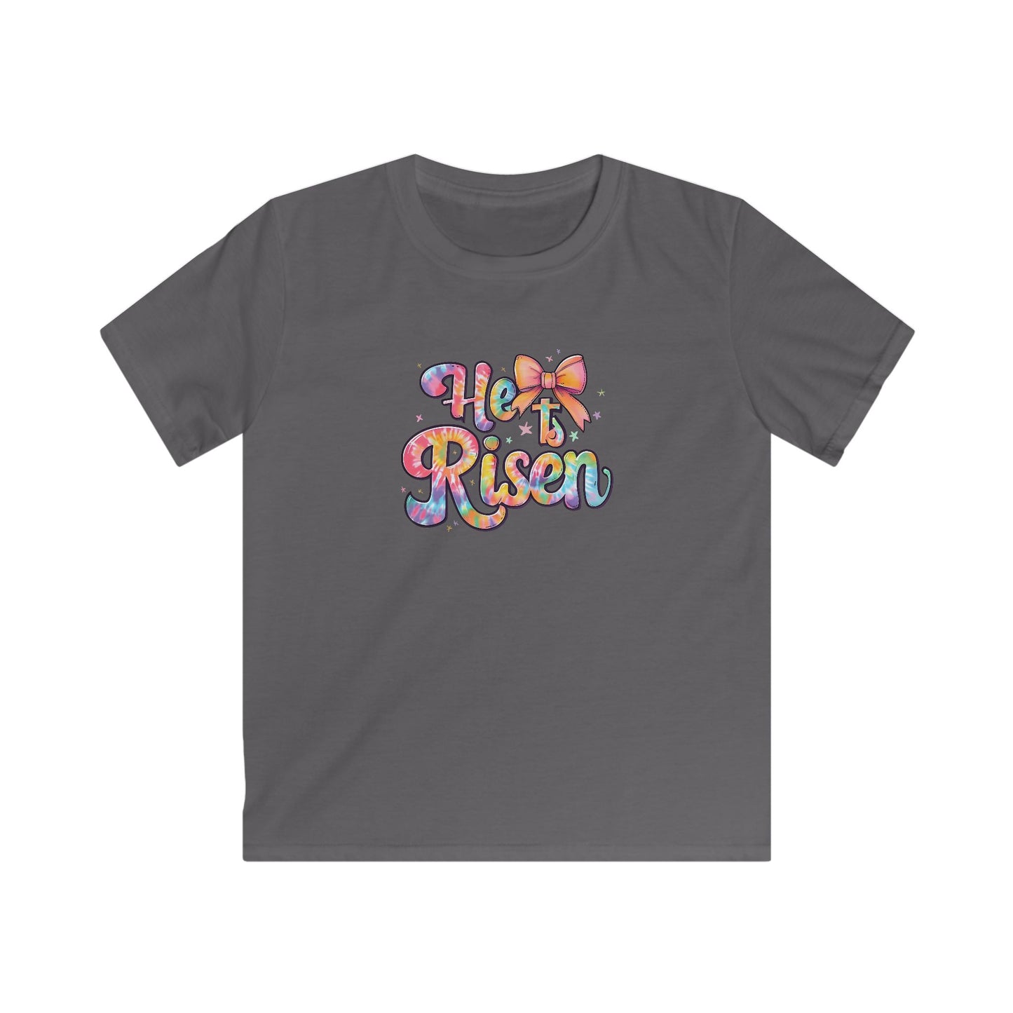 Kids Tee — 'He Is Risen' Colorful Easter Cross Design
