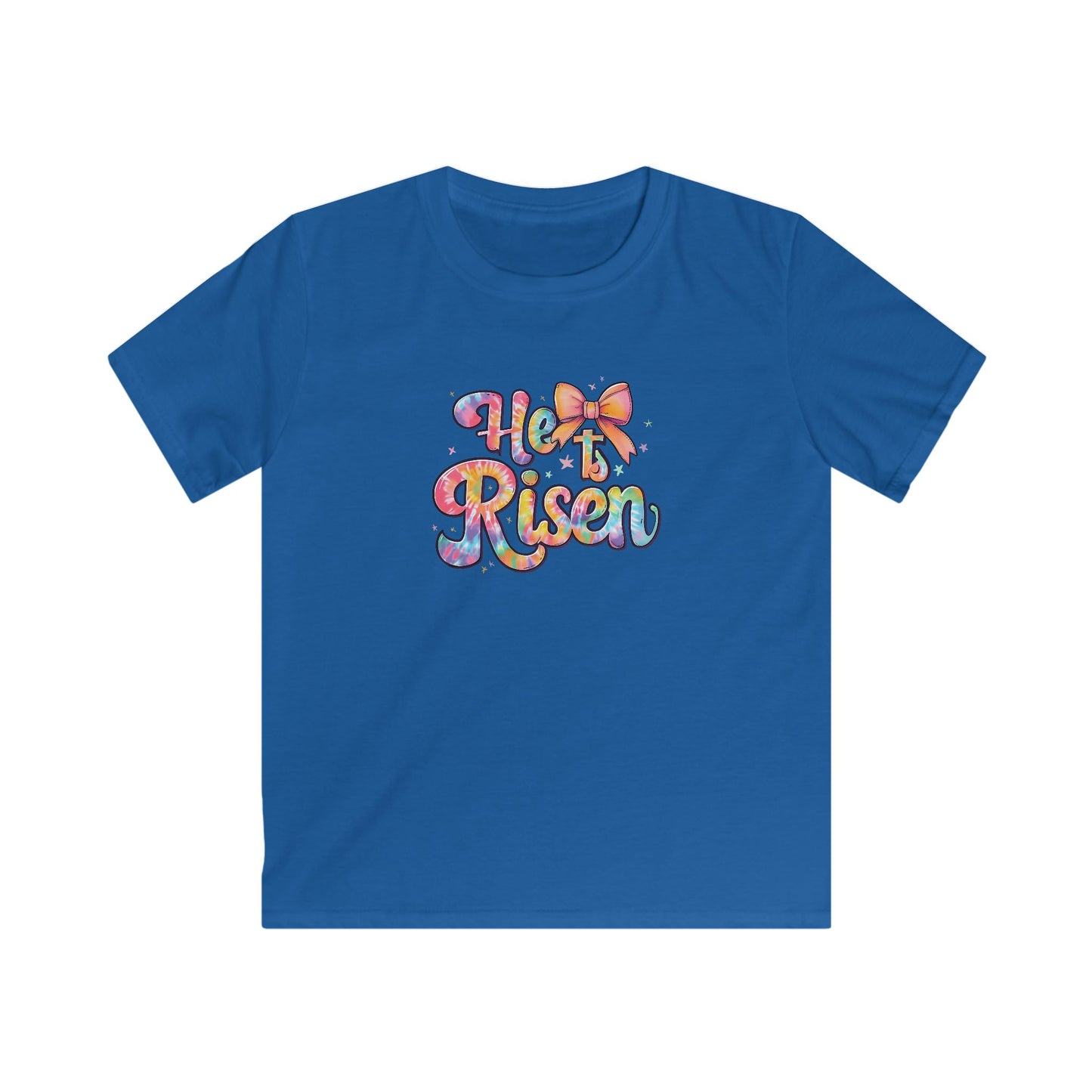 Kids Tee — 'He Is Risen' Colorful Easter Cross Design