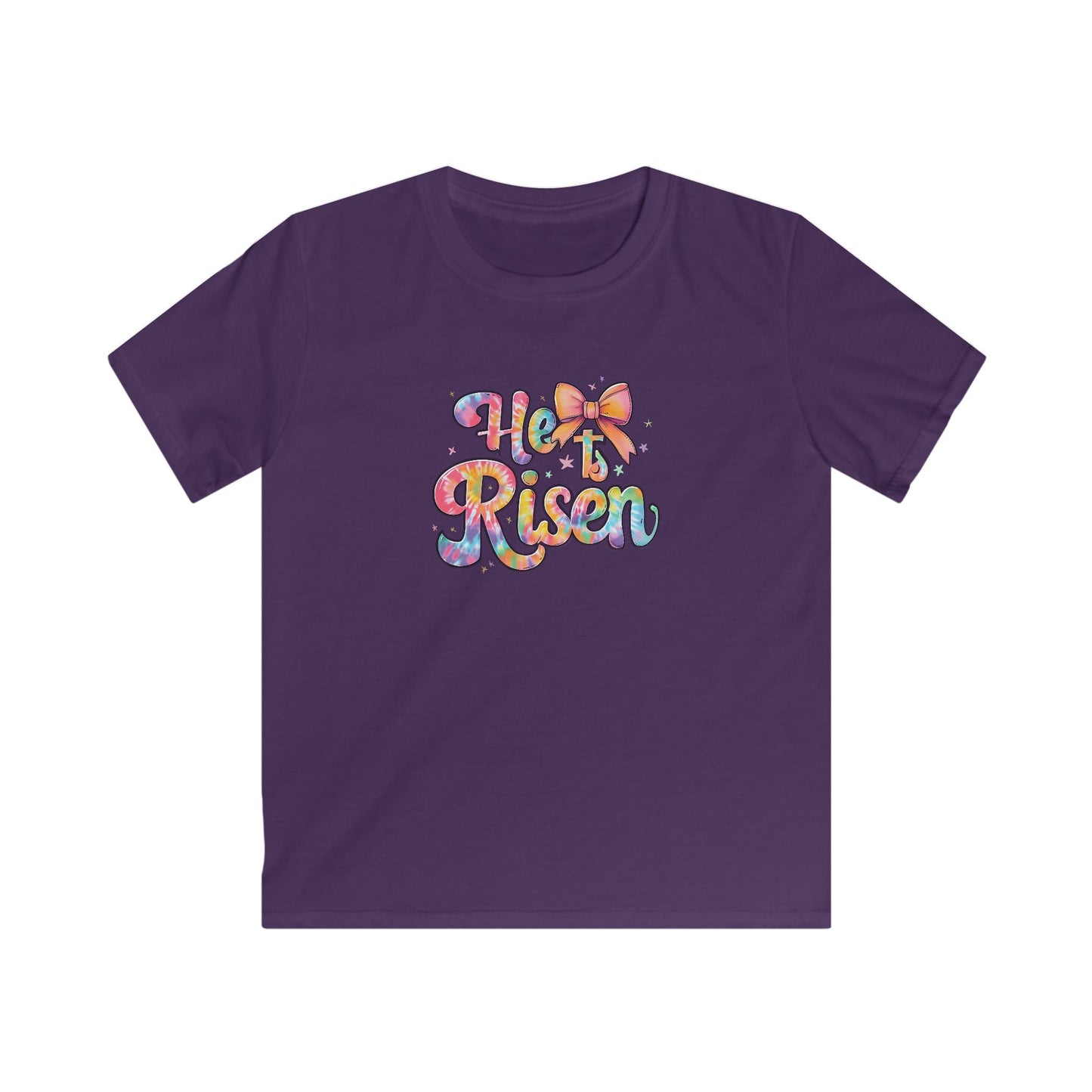 Kids Tee — 'He Is Risen' Colorful Easter Cross Design