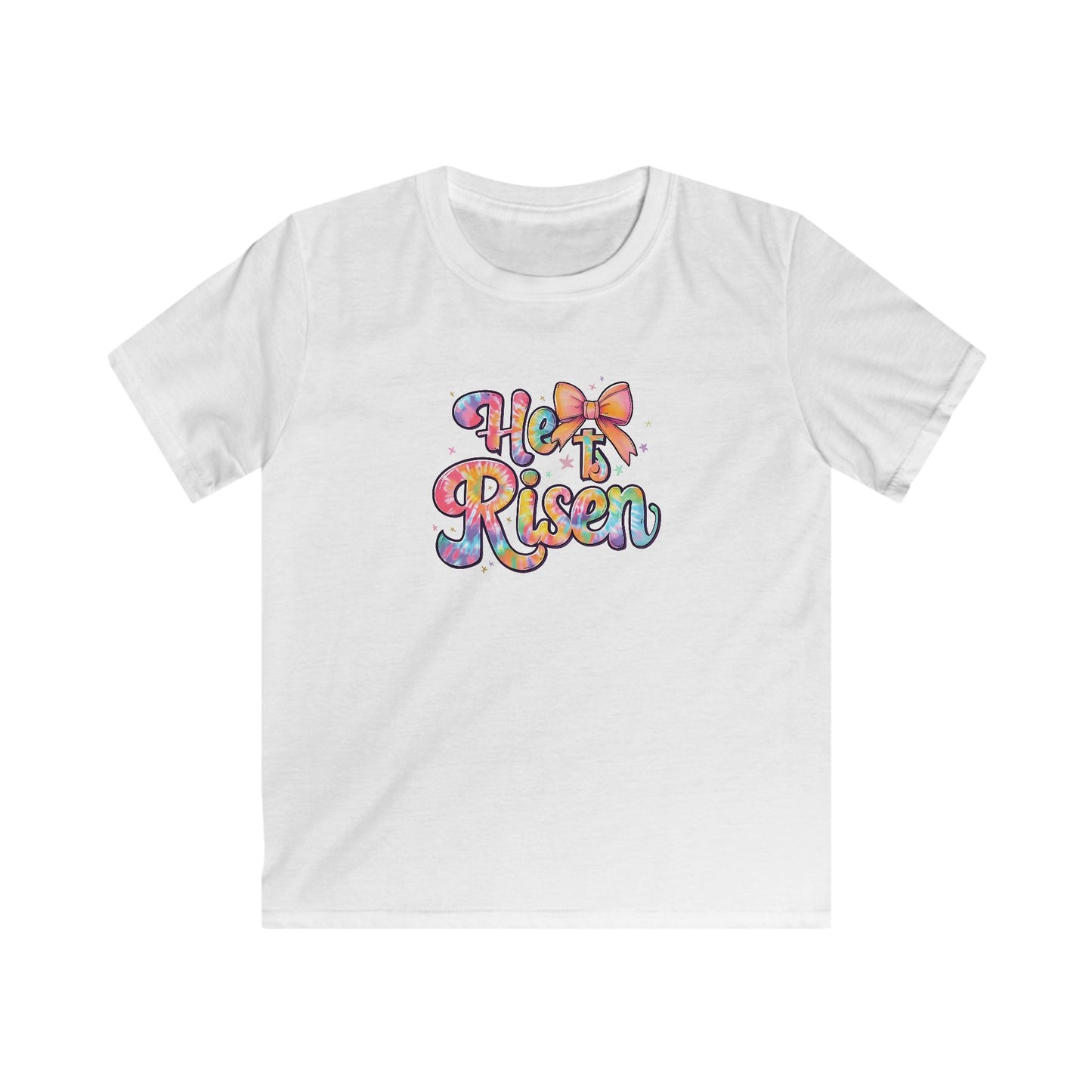 Kids Tee — 'He Is Risen' Colorful Easter Cross Design