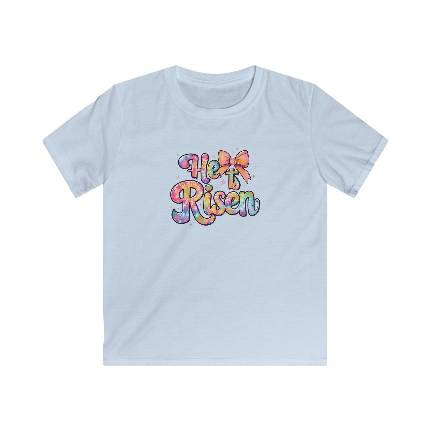 Kids Tee — 'He Is Risen' Colorful Easter Cross Design