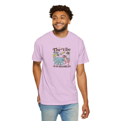Retro Dinosaur Tee — "The Vibe Is In Shambles" Graphic T-Shirt