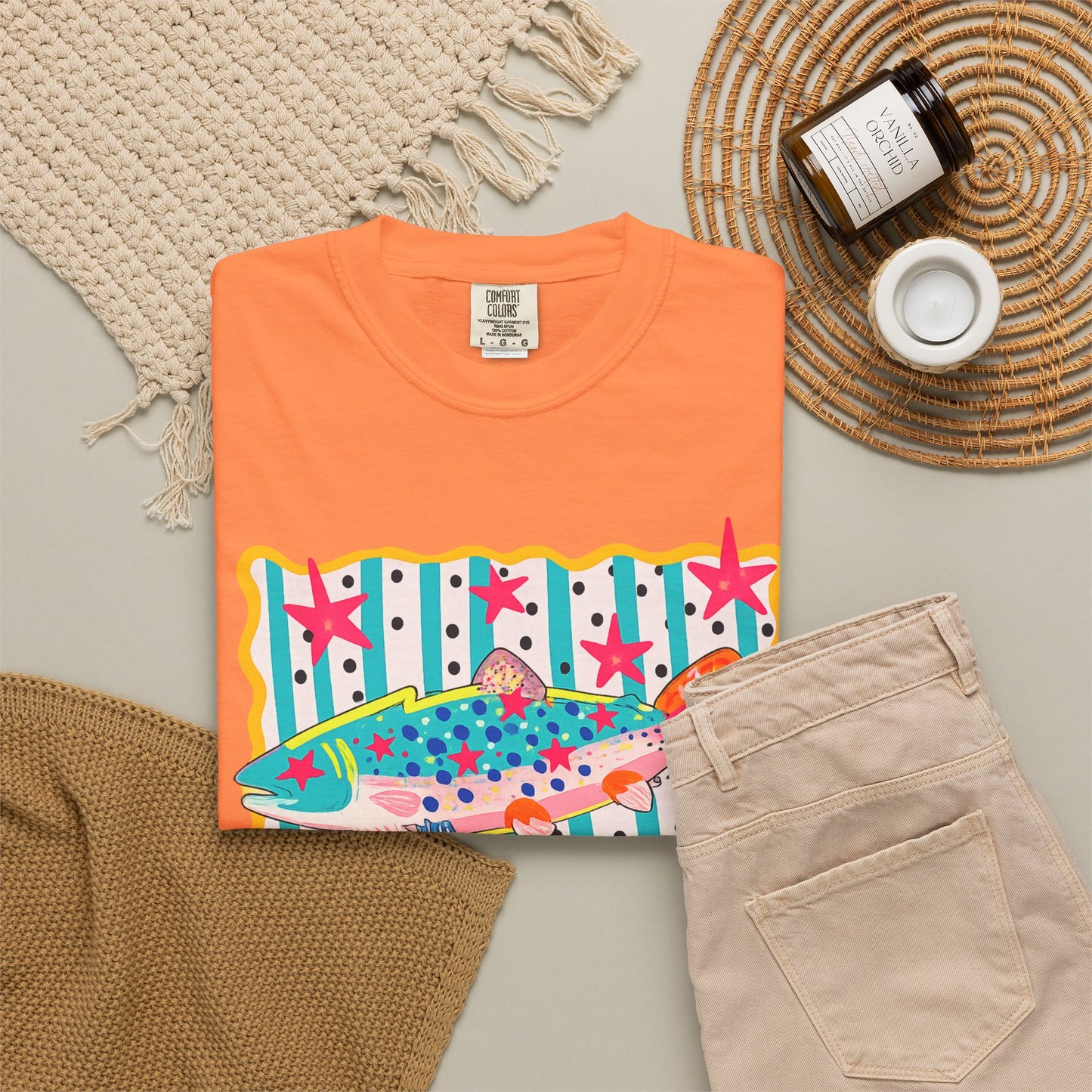 Fish Pattern T-Shirt — Colorful Retro Sea Life Graphic Tee