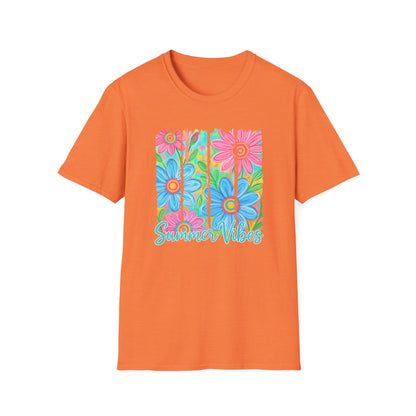 Summer vibes floral tee- Gildan softstyle