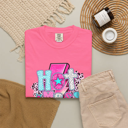 Retro Hot Mess Mama T-Shirt — Pink Lightning Graphic Tee