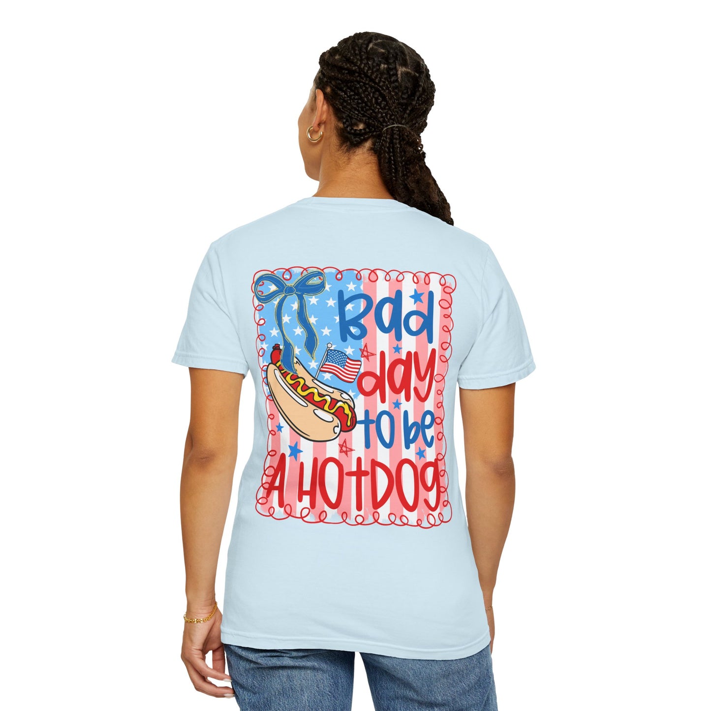 Hot Dog Graphic T-Shirt — "Bad Day to Be a Hot Dog" Patriotic Tee