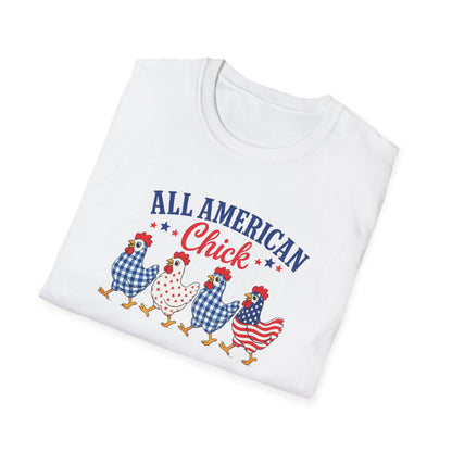 All American Chick T-Shirt — Patriotic Fourth of July Chicken Tee