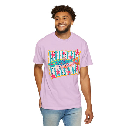 Fish Pattern T-Shirt — Colorful Retro Sea Life Graphic Tee
