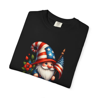 Patriotic Gnome T-Shirt – American Flag Fourth of July Garden Gnome Tee