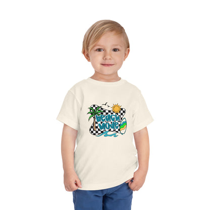 Toddler Tee — "Beach Vibes" Surfboard & Palm Tree Graphic