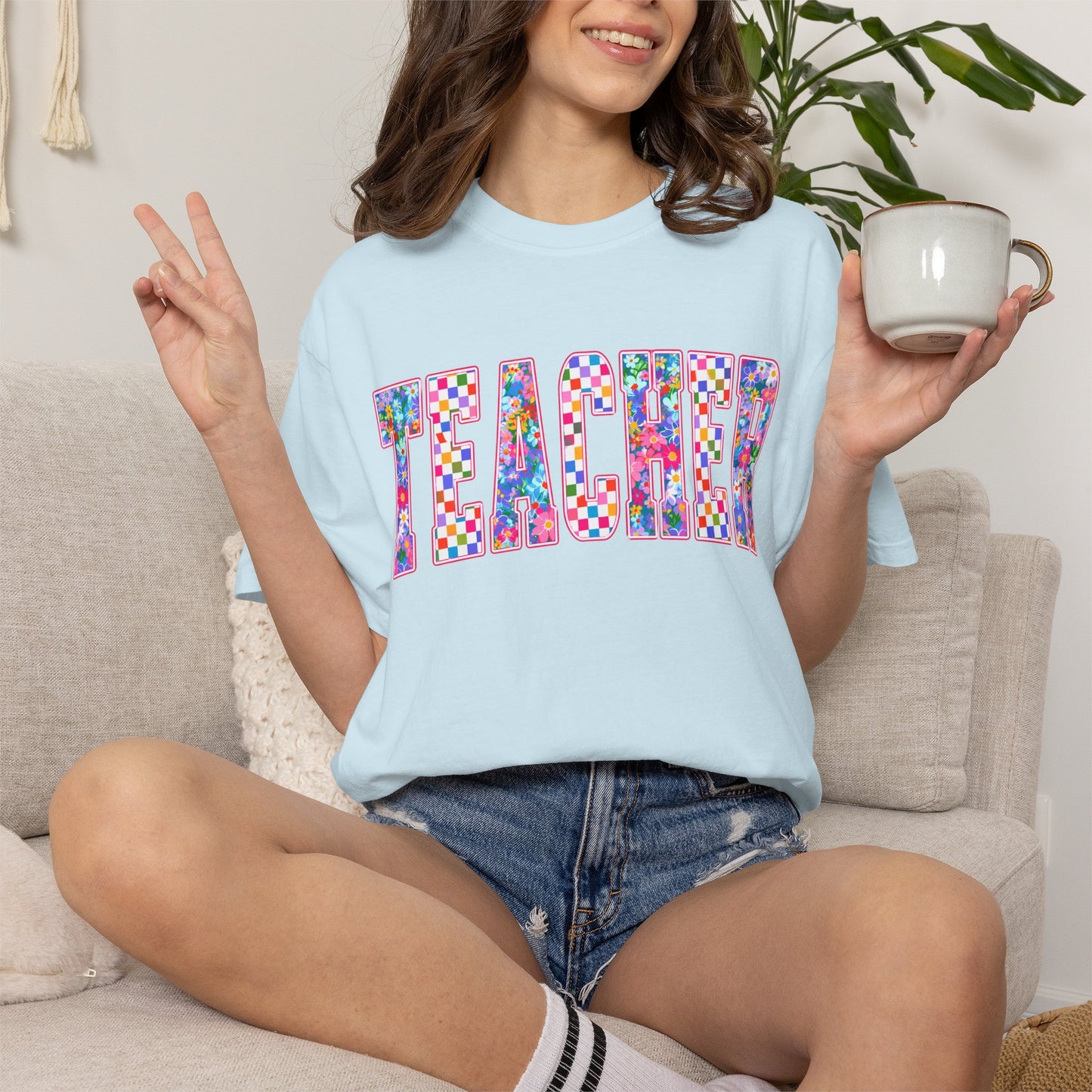 Teacher Floral Patchwork T-Shirt