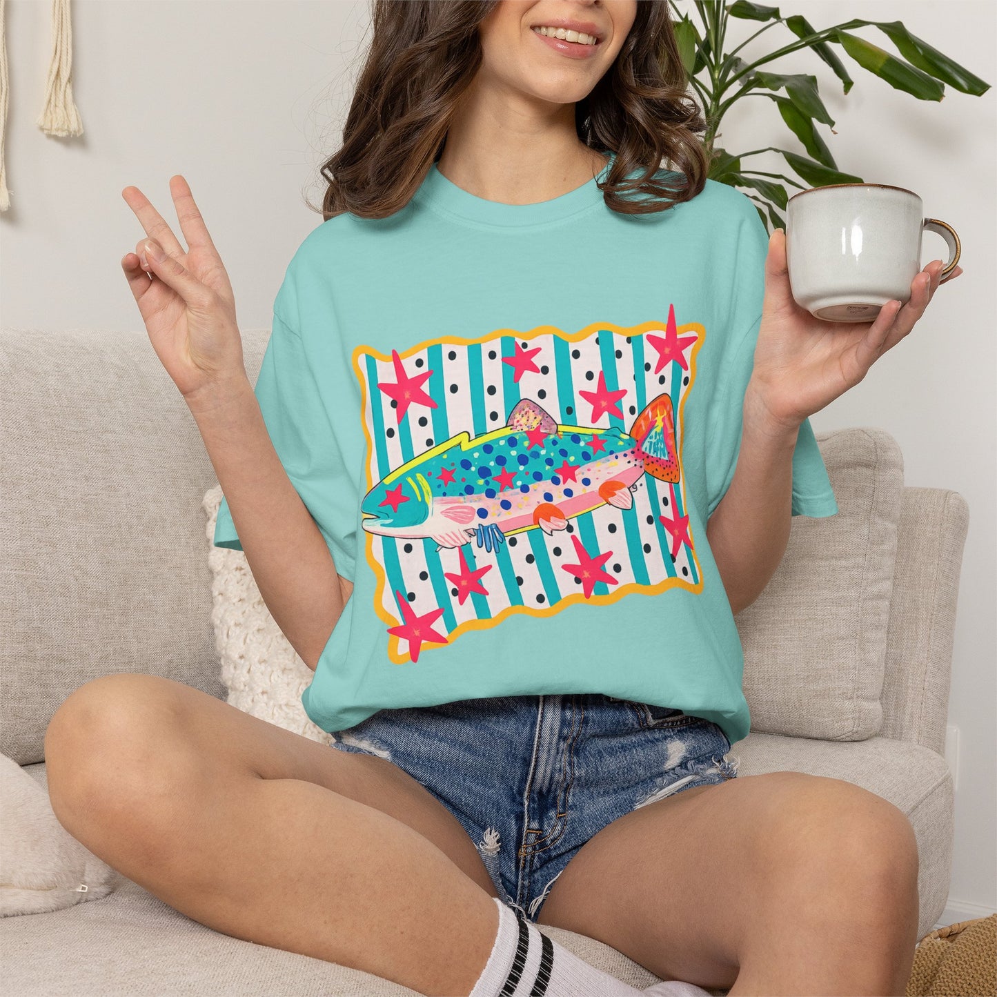 Fish Pattern T-Shirt — Colorful Retro Sea Life Graphic Tee