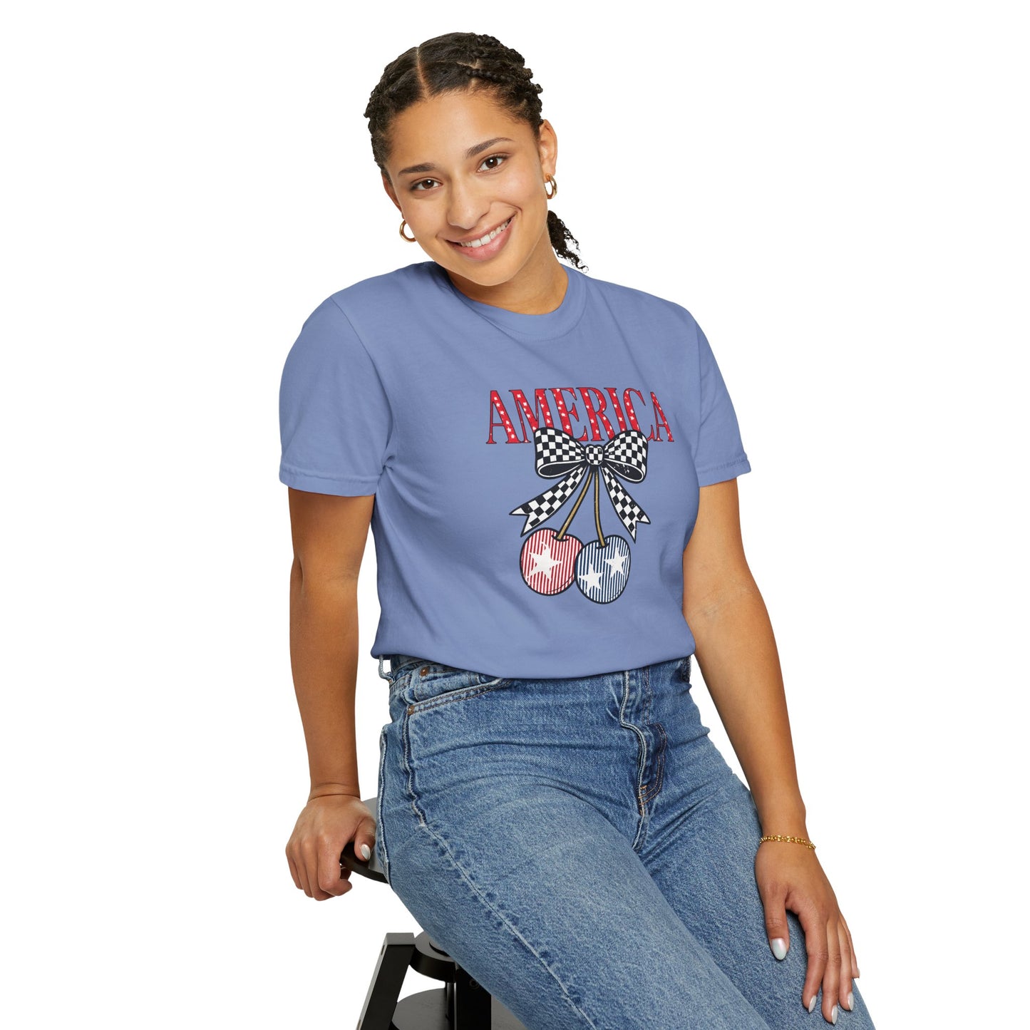 America Cherry Graphic T-Shirt — Patriotic 4th of July Tee
