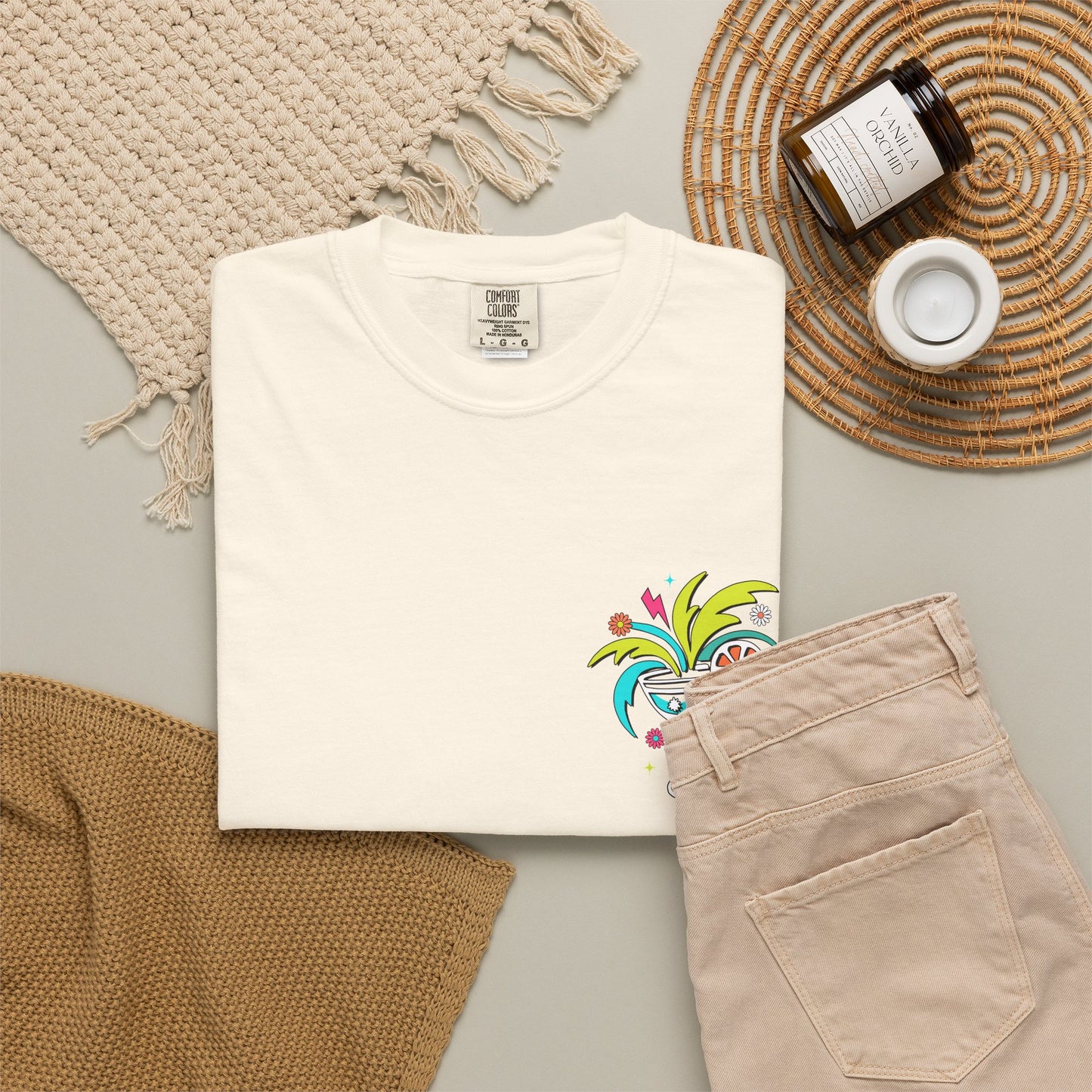T-Shirt — "Tanned and Tipsy" Colorful Tropical Cocktail Tee