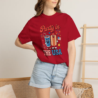 Party in the USA T-Shirt — 4th of July Hot Dog & Soda Graphic Tee