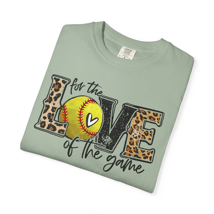 Love of the Game Softball T-Shirt — Leopard Print Tennis Ball Design