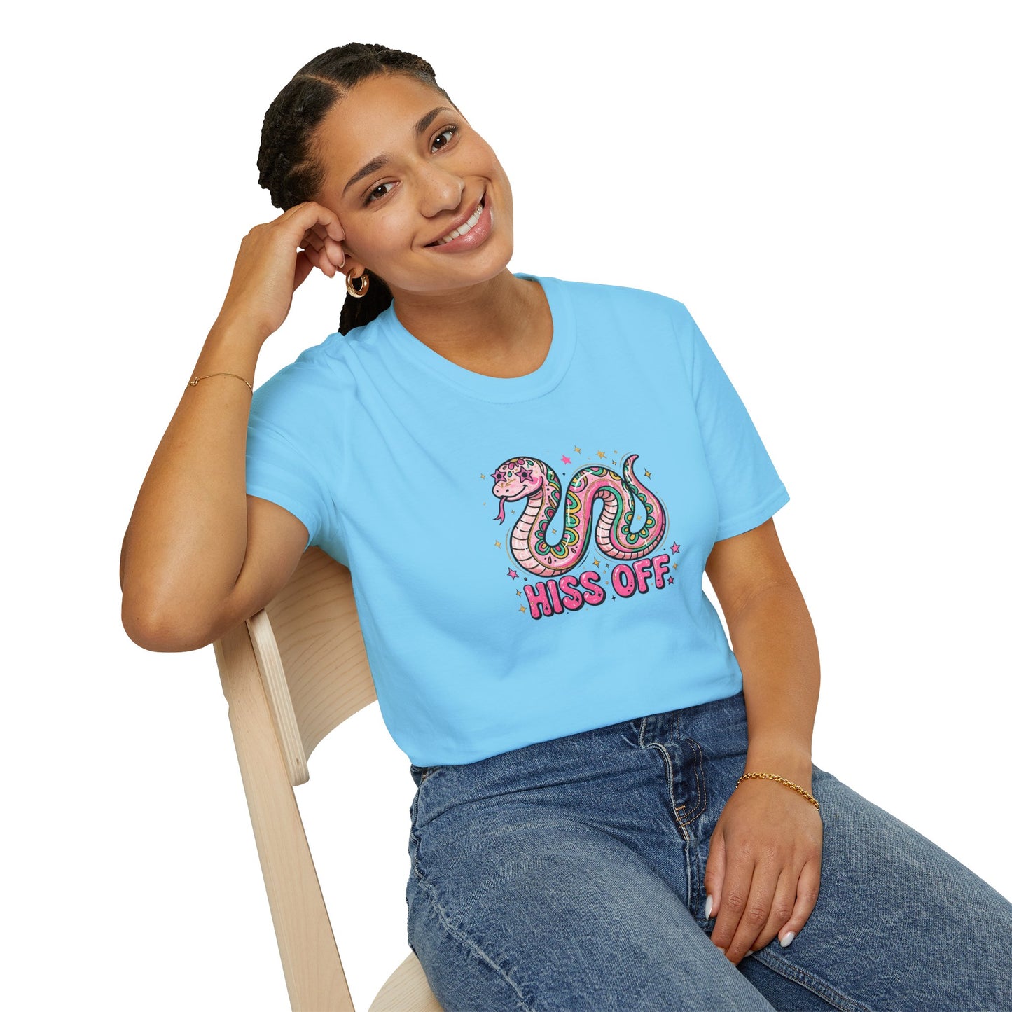 Hiss Off Snake T-Shirt – Cute Pink Cartoon Snake Graphic Tee