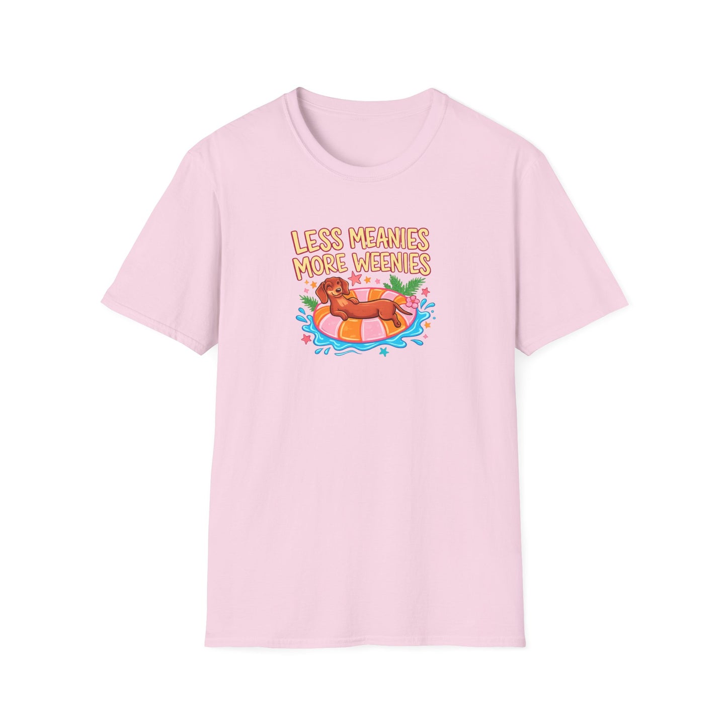 Less Meanies More Weenies T‑Shirt — Funny Hot Dog Pool Graphic Tee