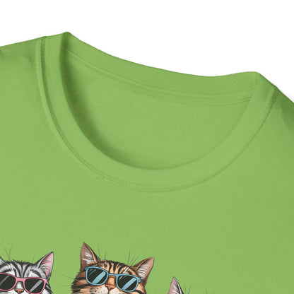 Funny Cats in Bathing Suits T-Shirt — Retro Trio Cat Beach Tee