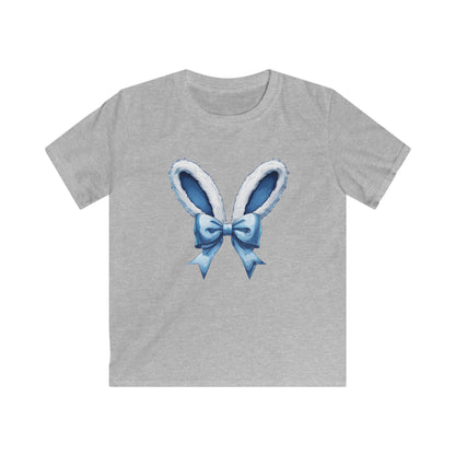 Kids Bunny Ears Tee — Blue Bow Easter Shirt for Toddlers