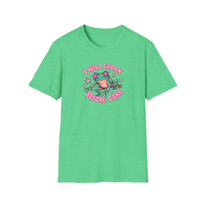 Funny Frog T-Shirt — "I Will Croak Before I Care" Cute Retro Frog Graphic Tee