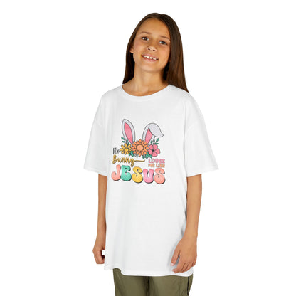 Kids Tee — "Hippie Bunny Jesus" Pastel Easter Graphic