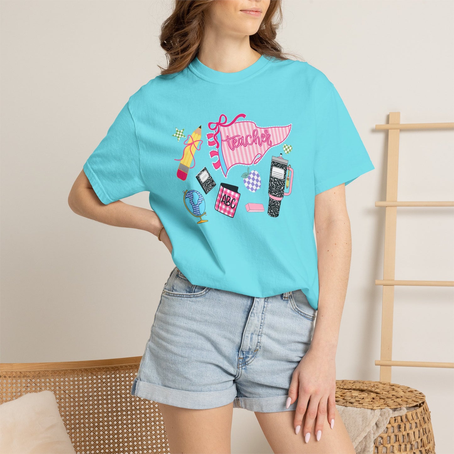Teacher Essentials T-Shirt — Fun School Supplies Graphic