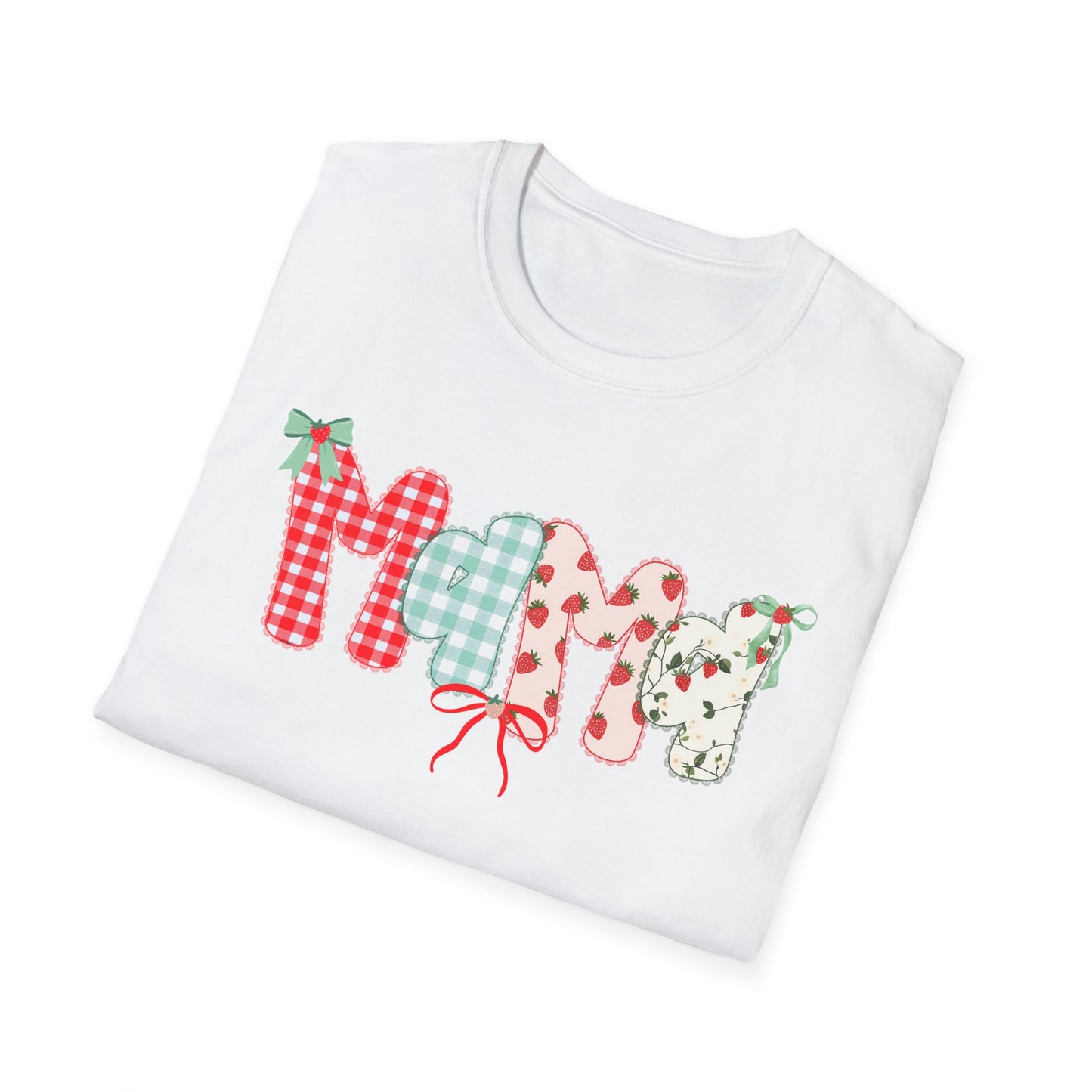Mama Patterned Patchwork T-Shirt — Floral & Gingham "Mama" Design, Cute Mother's Day Gift
