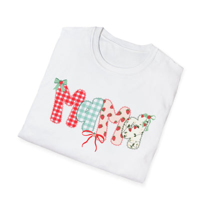 Mama Patterned Patchwork T-Shirt — Floral & Gingham "Mama" Design, Cute Mother's Day Gift