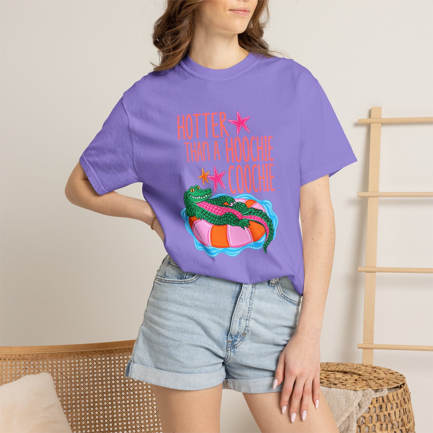 T-Shirt — "Hotter Than a Hoochie Coochie" Gator Pool Graphic Tee