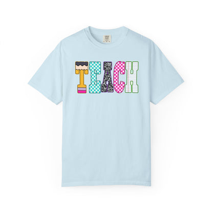 Teach Colorblock Graphic T-Shirt — Fun Teacher Appreciation Tee
