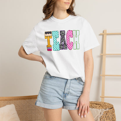 Teach Colorblock Graphic T-Shirt — Fun Teacher Appreciation Tee