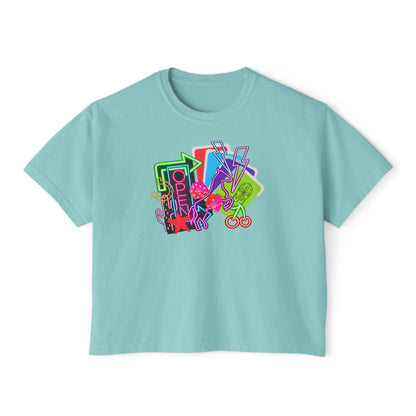 Retro Neon Makeup Graphic Tee — Women's Boxy Tee