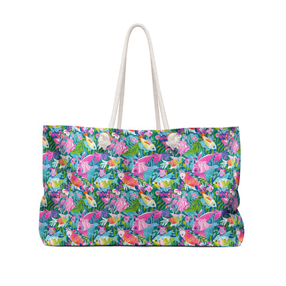 Tropical Fish Weekender Bag – Colorful Koi & Floral Beach Tote