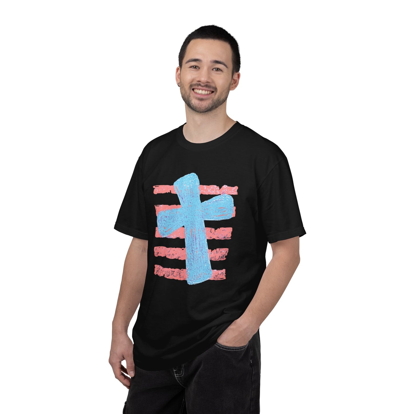Cross & Stripes T-Shirt — Retro Coastal Church Graphic Tee