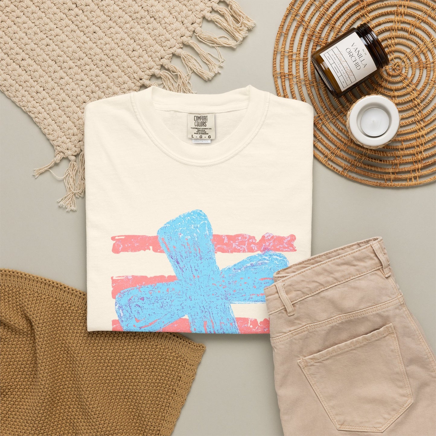 Cross & Stripes T-Shirt — Retro Coastal Church Graphic Tee