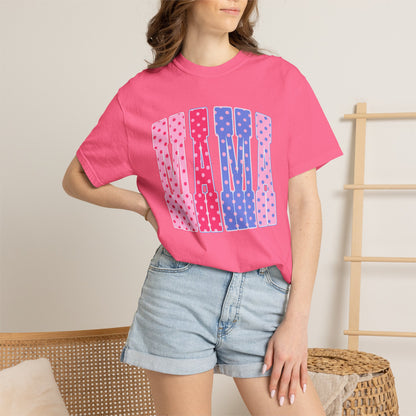 Mama Polka Dot Graphic T-Shirt — Pink & Purple Retro Mother's Day Tee