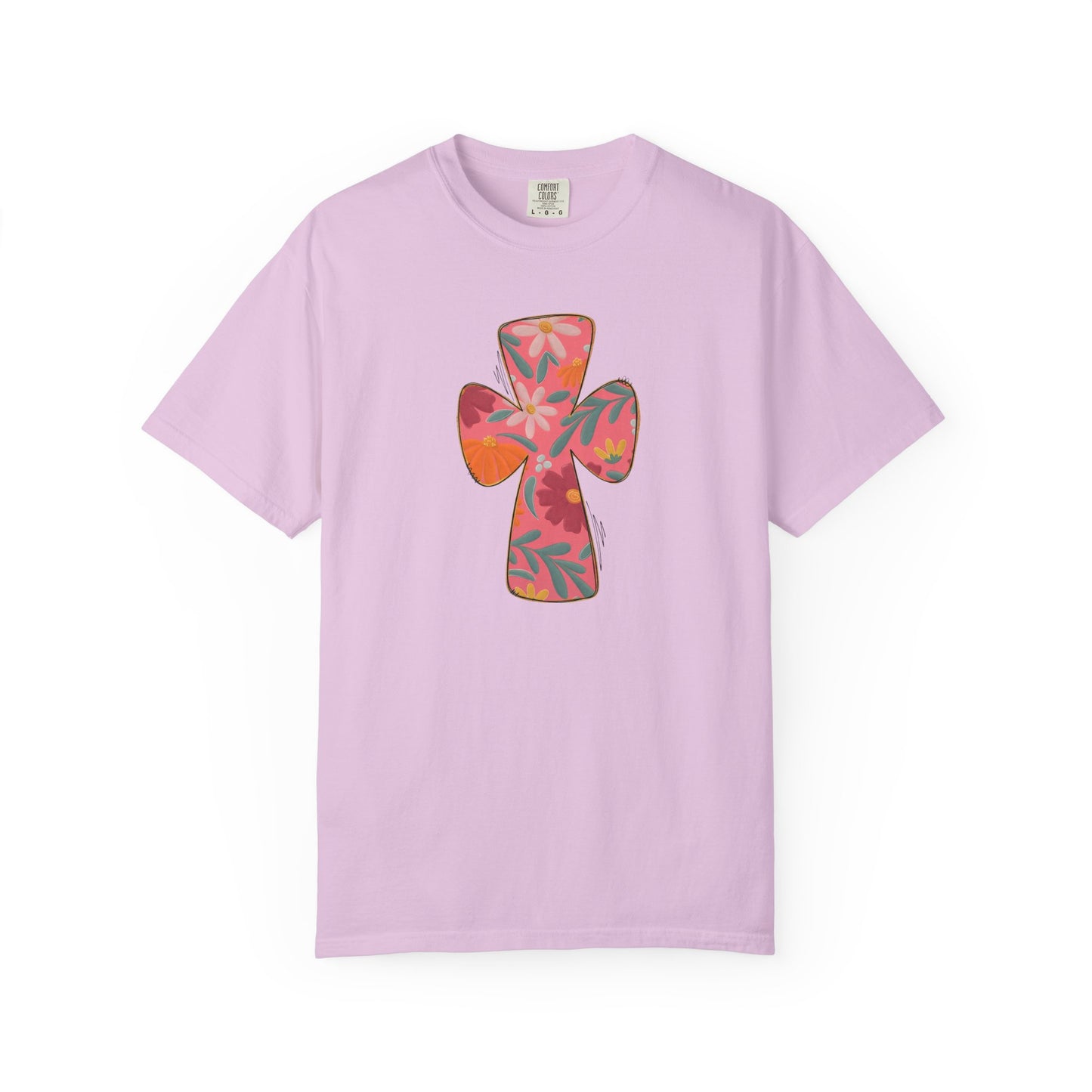 Floral Cross T-Shirt — Tropical Flower Graphic Tee