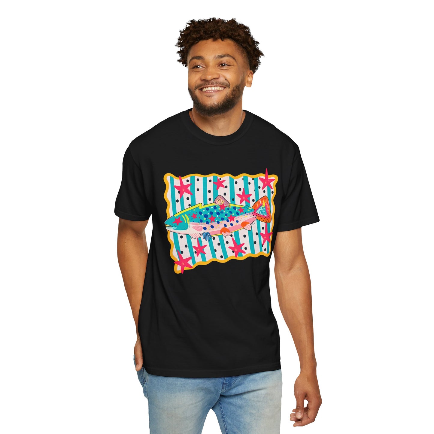 Fish Pattern T-Shirt — Colorful Retro Sea Life Graphic Tee