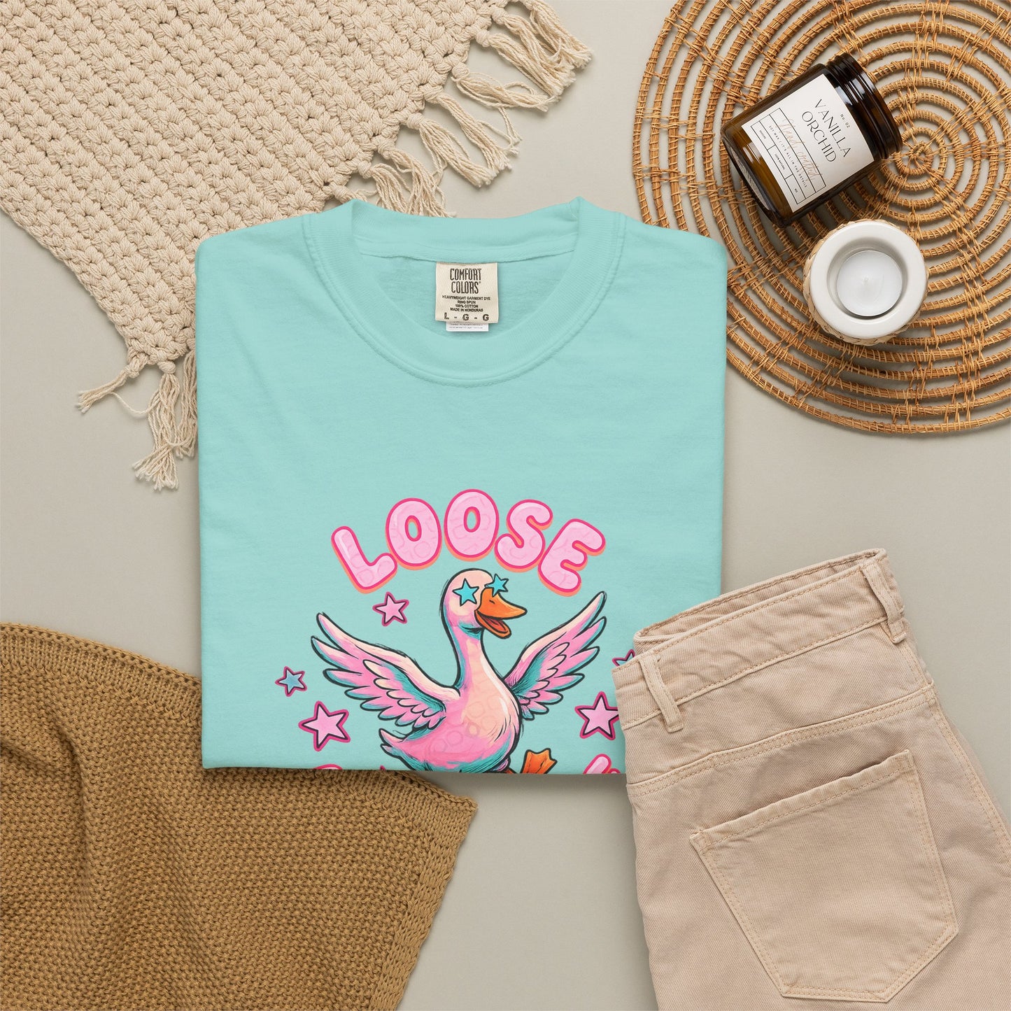 Loose as a Goose T-Shirt — Cute Retro Pink Goose Graphic Tee