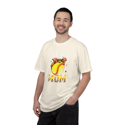 Softball Mom T‑Shirt — 'MOM' with Softball Bandana Graphic
