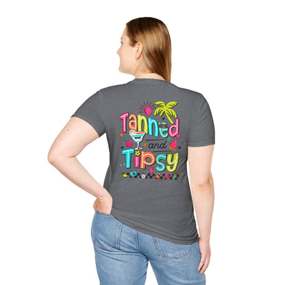 T-Shirt — "Tanned and Tipsy" Tropical Cocktail Graphic Tee