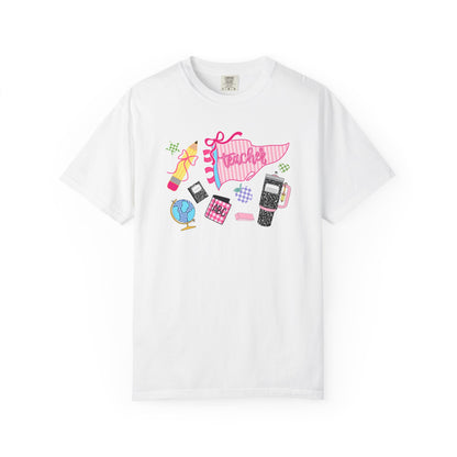 Teacher Essentials T-Shirt — Fun School Supplies Graphic