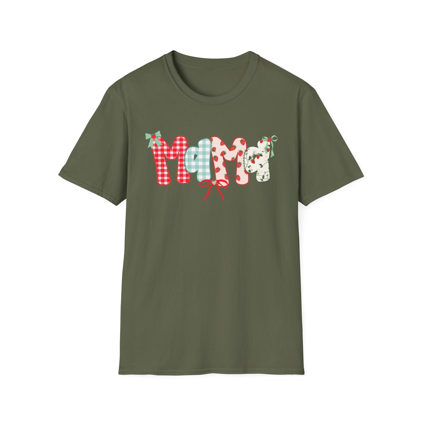 Mama Patterned Patchwork T-Shirt — Floral & Gingham "Mama" Design, Cute Mother's Day Gift