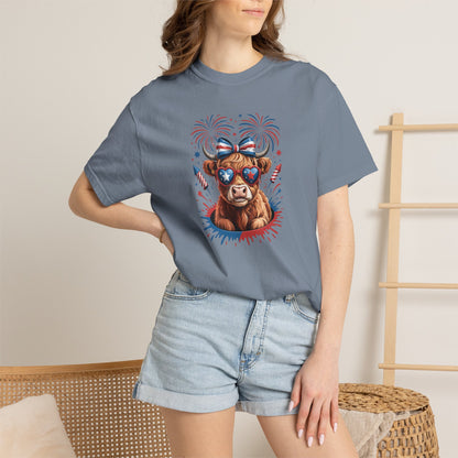 Patriotic Cowboy Bear T-Shirt — 4th of July Fireworks Graphic Tee