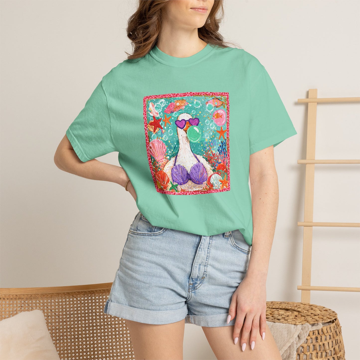 Goose in Bikini Beach T-Shirt — Cute Retro Seaside Graphic Tee