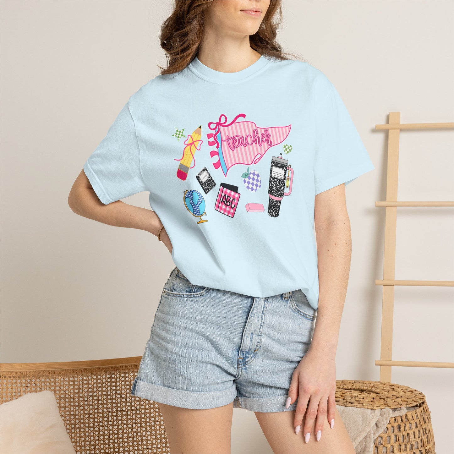 Teacher Essentials T-Shirt — Fun School Supplies Graphic