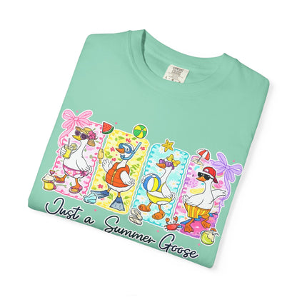 Summer Goose T‑Shirt — "Just a Summer Goose" Cute Beach Cartoon Tee