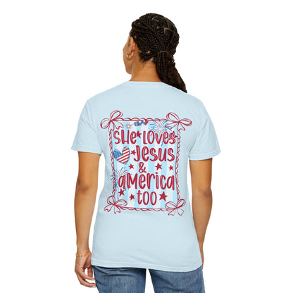 She Loves Jesus & America Too T-Shirt